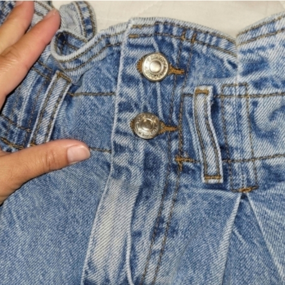 Topshop Women's Jean Paperbag High Waisted Shorts Size 4 - Picture 5 of 7